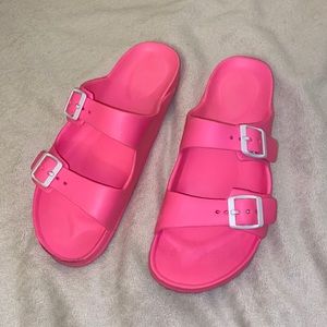 Hot Pink Rubber Slides